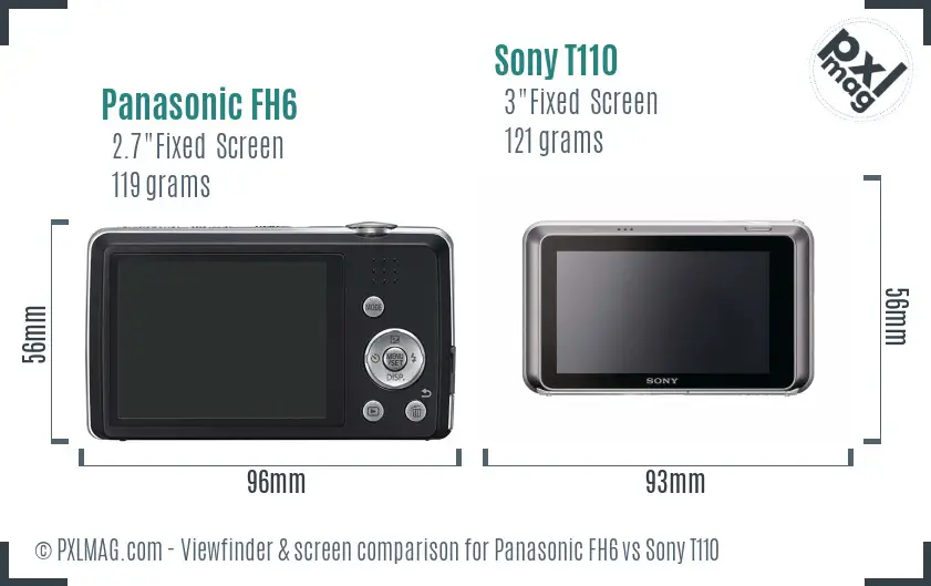 Panasonic FH6 vs Sony T110 Screen and Viewfinder comparison