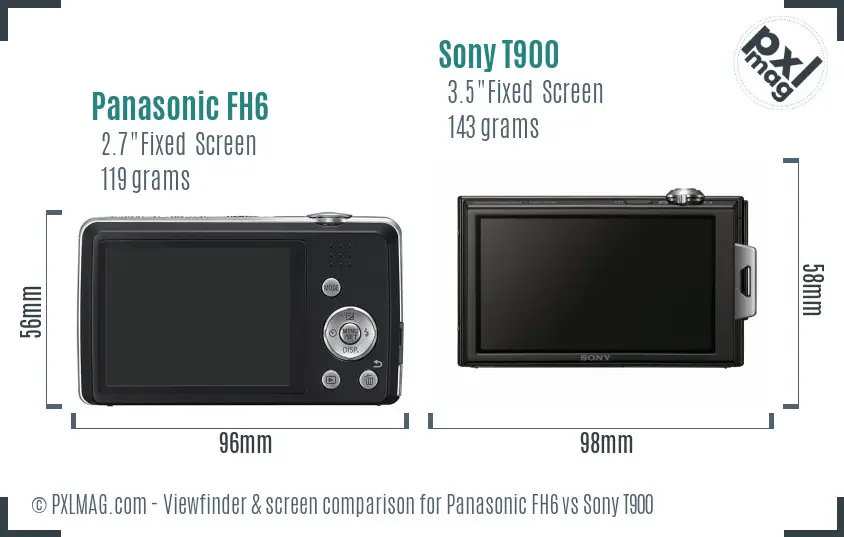 Panasonic FH6 vs Sony T900 Screen and Viewfinder comparison