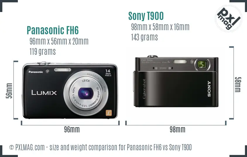 Panasonic FH6 vs Sony T900 size comparison