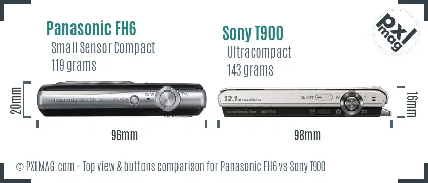 Panasonic FH6 vs Sony T900 top view buttons comparison