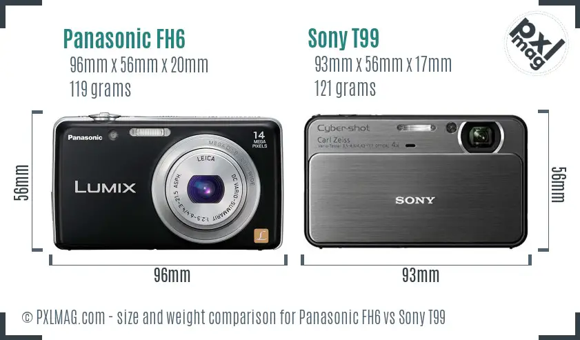 Panasonic FH6 vs Sony T99 size comparison