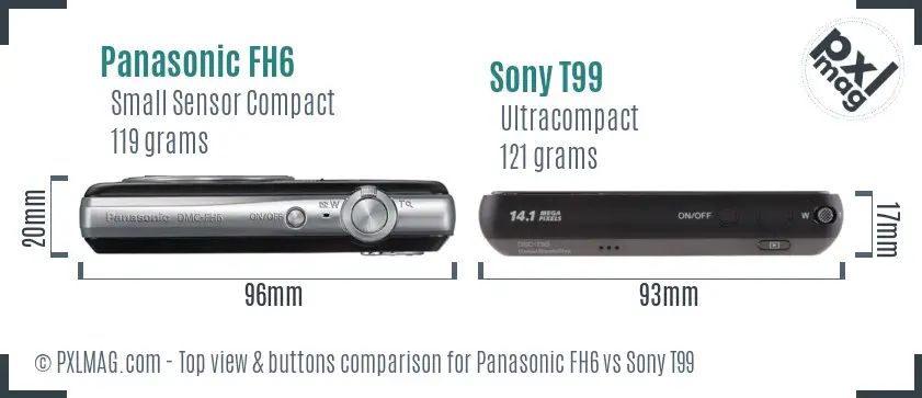 Panasonic FH6 vs Sony T99 top view buttons comparison