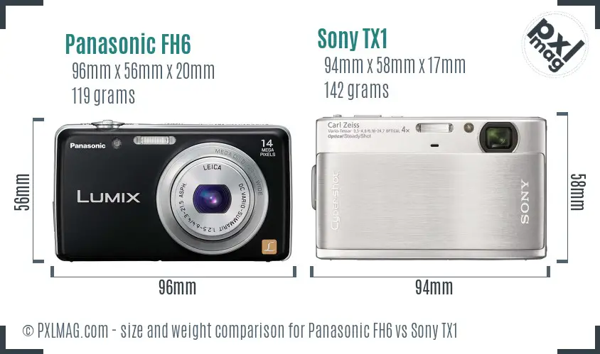 Panasonic FH6 vs Sony TX1 size comparison