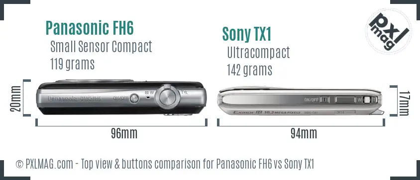 Panasonic FH6 vs Sony TX1 top view buttons comparison