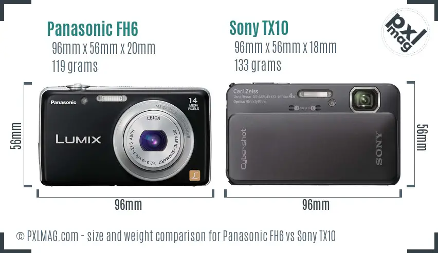 Panasonic FH6 vs Sony TX10 size comparison