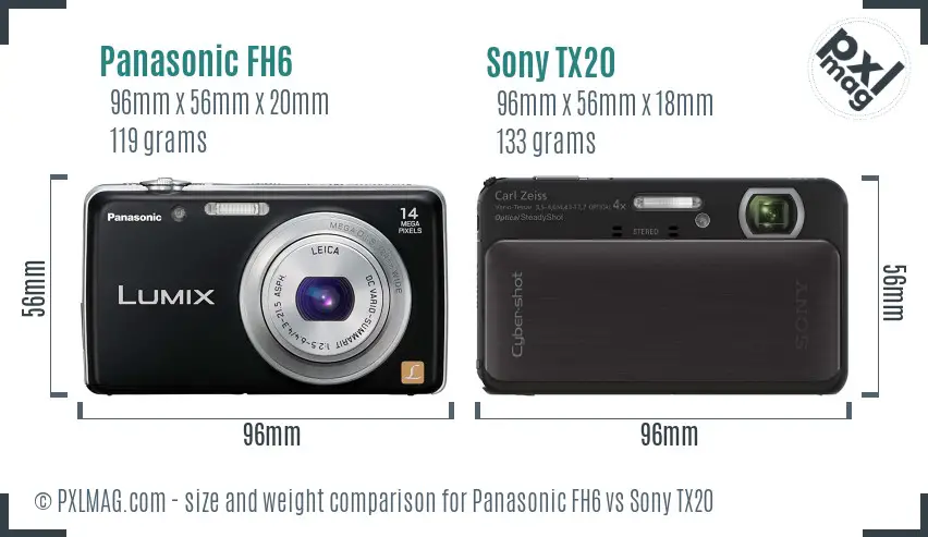 Panasonic FH6 vs Sony TX20 size comparison