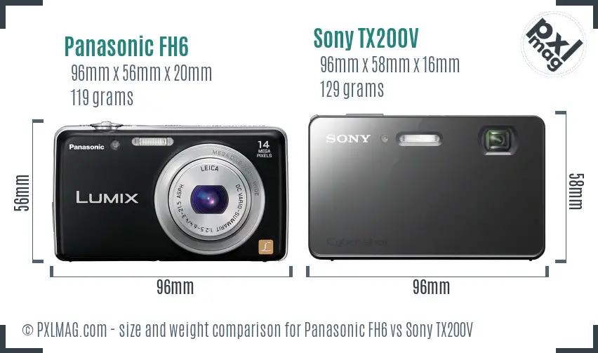 Panasonic FH6 vs Sony TX200V size comparison