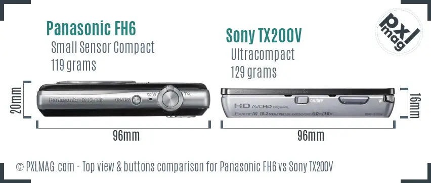 Panasonic FH6 vs Sony TX200V top view buttons comparison