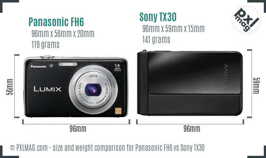Panasonic FH6 vs Sony TX30 size comparison