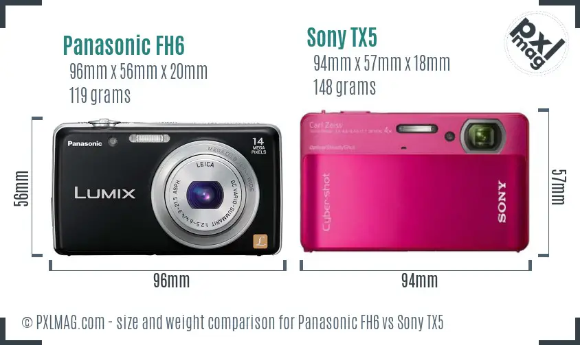 Panasonic FH6 vs Sony TX5 size comparison