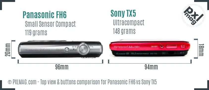 Panasonic FH6 vs Sony TX5 top view buttons comparison
