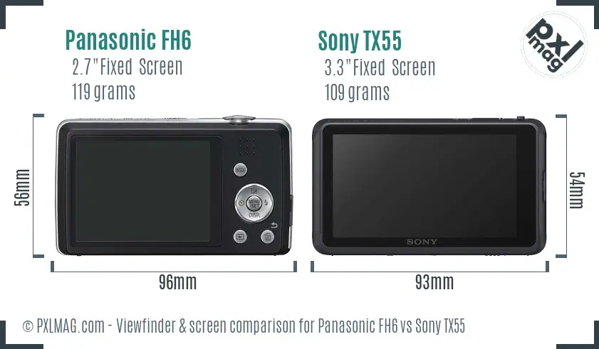 Panasonic FH6 vs Sony TX55 Screen and Viewfinder comparison Panasonic FH6 vs Sony TX55 Screen and Viewfinder comparison