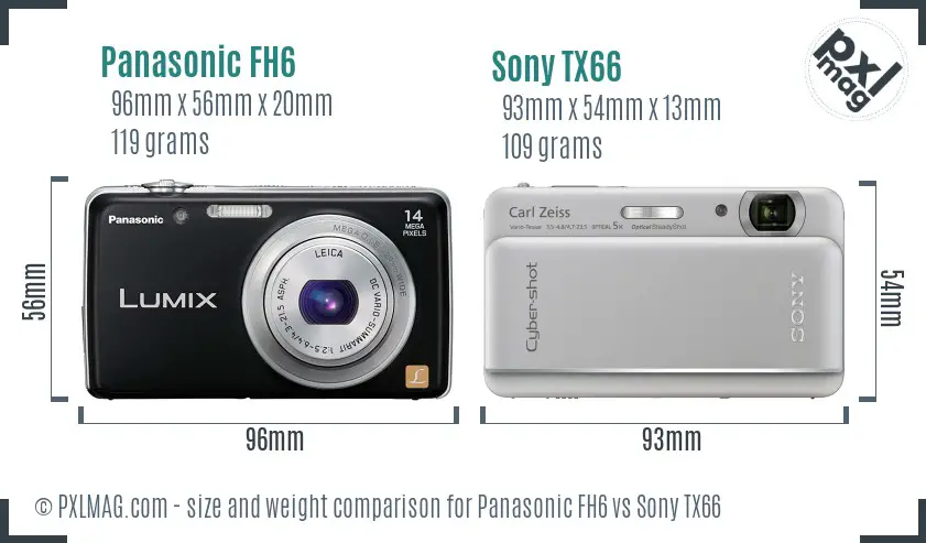 Panasonic FH6 vs Sony TX66 size comparison