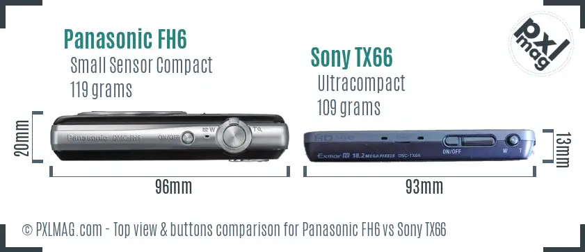 Panasonic FH6 vs Sony TX66 top view buttons comparison