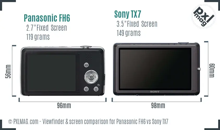 Panasonic FH6 vs Sony TX7 Screen and Viewfinder comparison