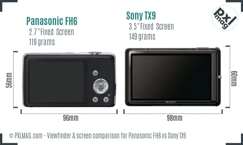Panasonic FH6 vs Sony TX9 Screen and Viewfinder comparison Panasonic FH6 vs Sony TX9 Screen and Viewfinder comparison
