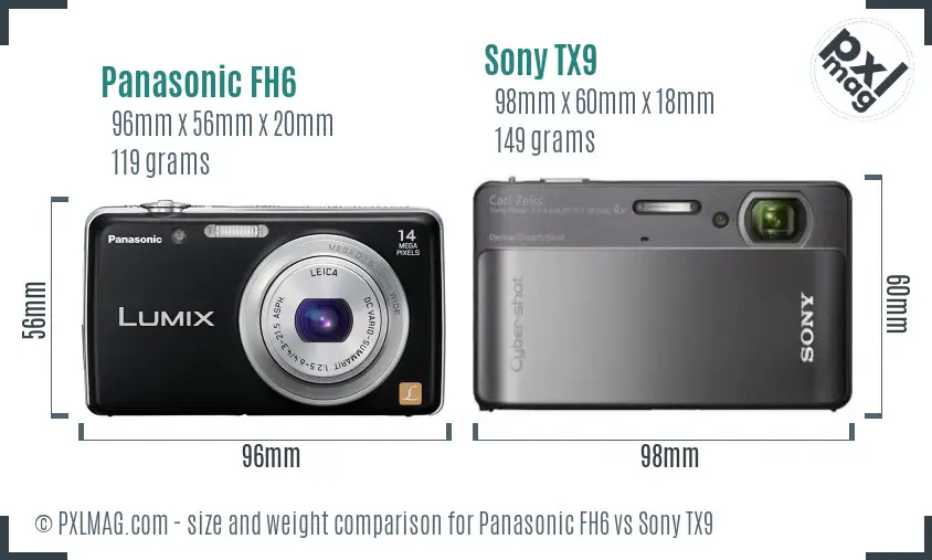 Panasonic FH6 vs Sony TX9 size comparison Panasonic FH6 vs Sony TX9 size comparison