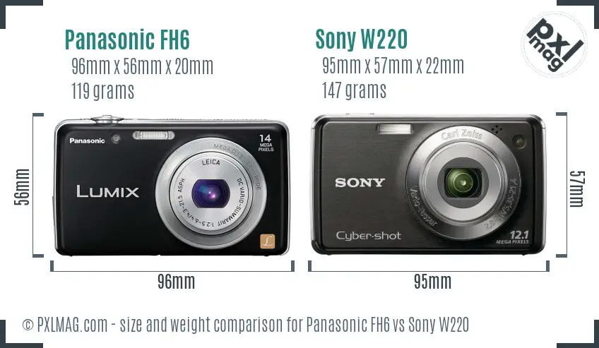 Panasonic FH6 vs Sony W220 size comparison