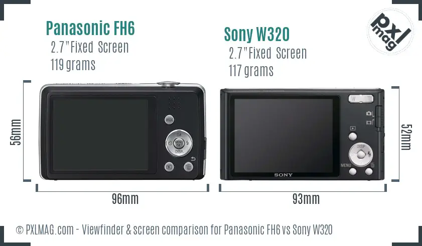 Panasonic FH6 vs Sony W320 Screen and Viewfinder comparison