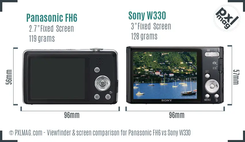 Panasonic FH6 vs Sony W330 Screen and Viewfinder comparison