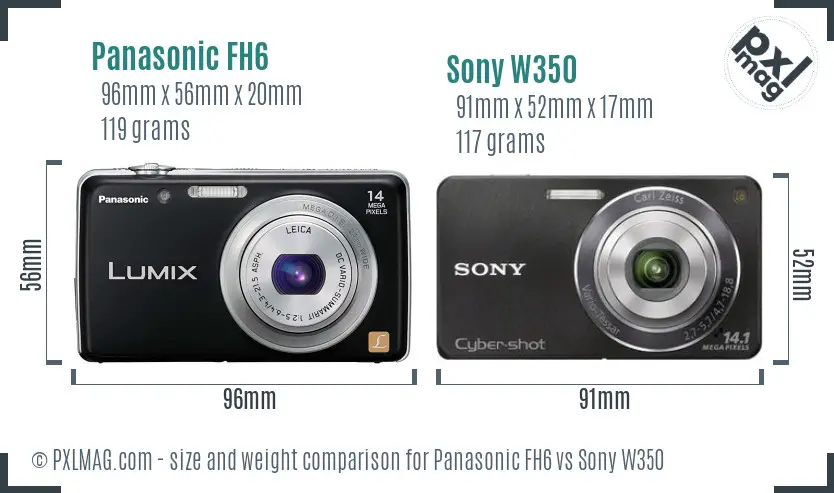 Panasonic FH6 vs Sony W350 size comparison