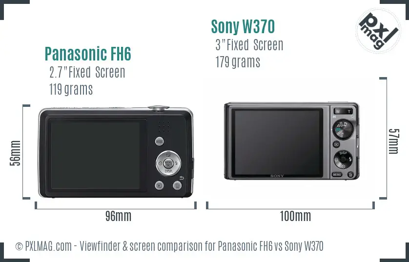 Panasonic FH6 vs Sony W370 Screen and Viewfinder comparison