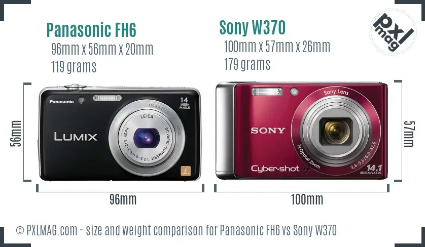 Panasonic FH6 vs Sony W370 size comparison