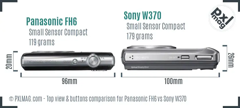 Panasonic FH6 vs Sony W370 top view buttons comparison