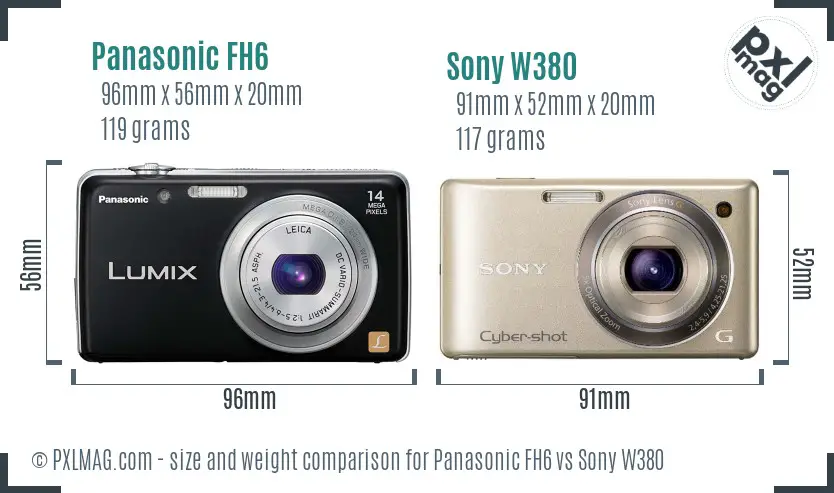 Panasonic FH6 vs Sony W380 size comparison