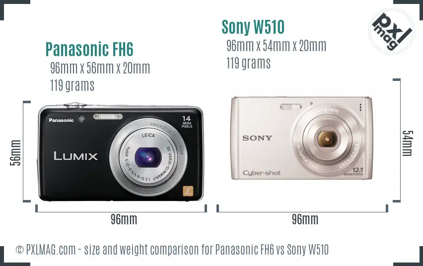 Panasonic FH6 vs Sony W510 size comparison Panasonic FH6 vs Sony W510 size comparison