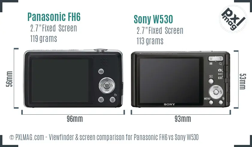 Panasonic FH6 vs Sony W530 Screen and Viewfinder comparison