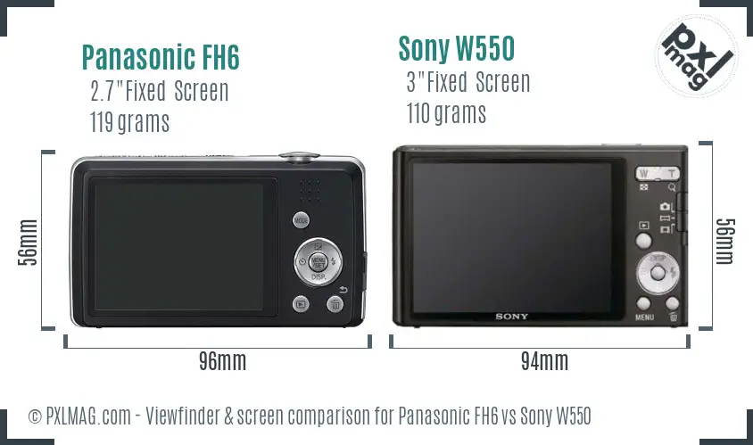 Panasonic FH6 vs Sony W550 Screen and Viewfinder comparison Panasonic FH6 vs Sony W550 Screen and Viewfinder comparison