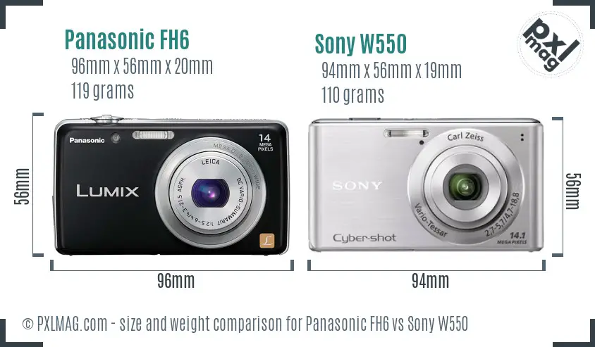 Panasonic FH6 vs Sony W550 size comparison Panasonic FH6 vs Sony W550 size comparison