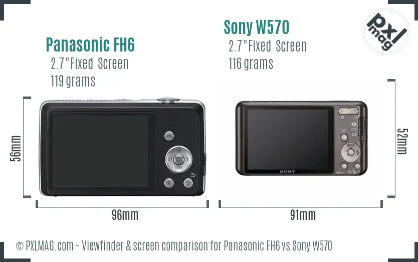 Panasonic FH6 vs Sony W570 Screen and Viewfinder comparison