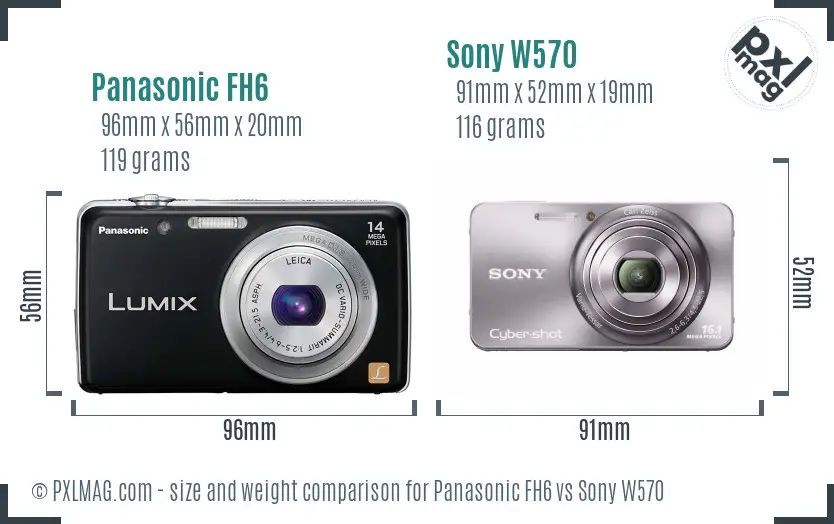 Panasonic FH6 vs Sony W570 size comparison
