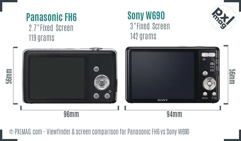 Panasonic FH6 vs Sony W690 Screen and Viewfinder comparison