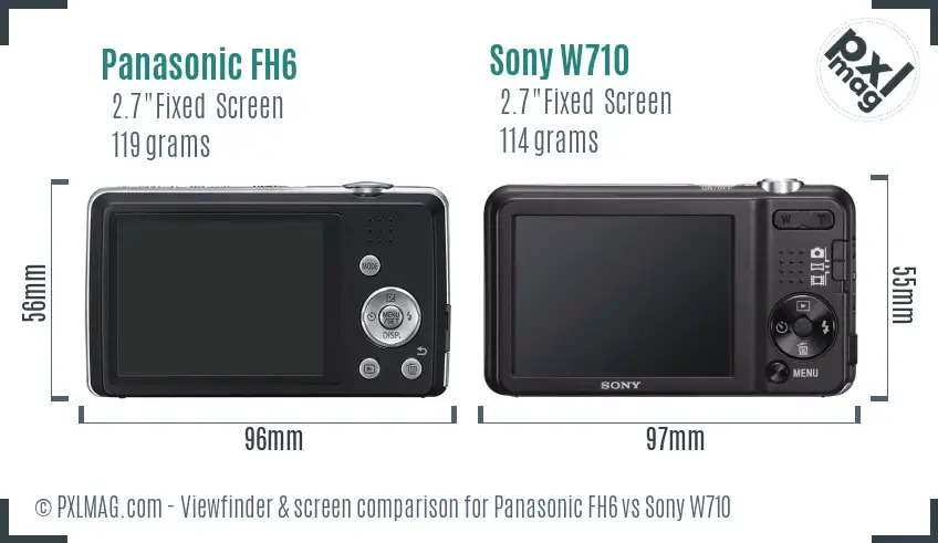 Panasonic FH6 vs Sony W710 Screen and Viewfinder comparison