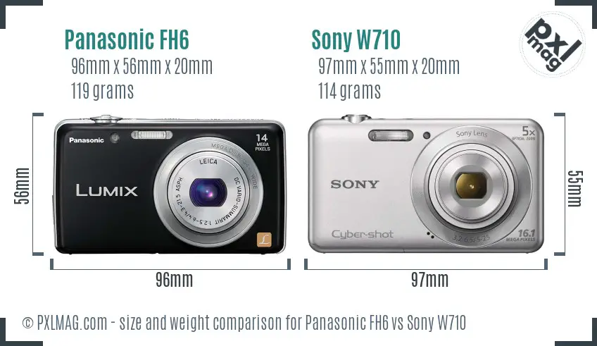 Panasonic FH6 vs Sony W710 size comparison