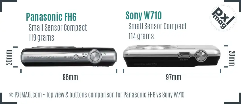 Panasonic FH6 vs Sony W710 top view buttons comparison