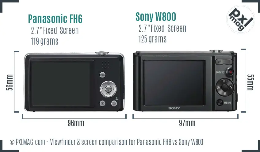 Panasonic FH6 vs Sony W800 Screen and Viewfinder comparison