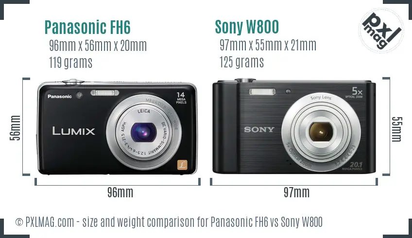 Panasonic FH6 vs Sony W800 size comparison