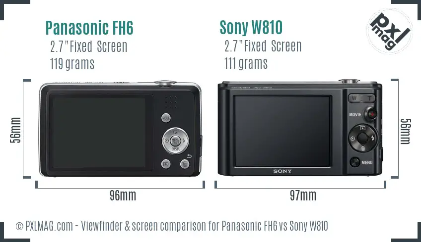 Panasonic FH6 vs Sony W810 Screen and Viewfinder comparison