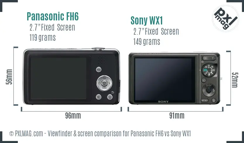 Panasonic FH6 vs Sony WX1 Screen and Viewfinder comparison