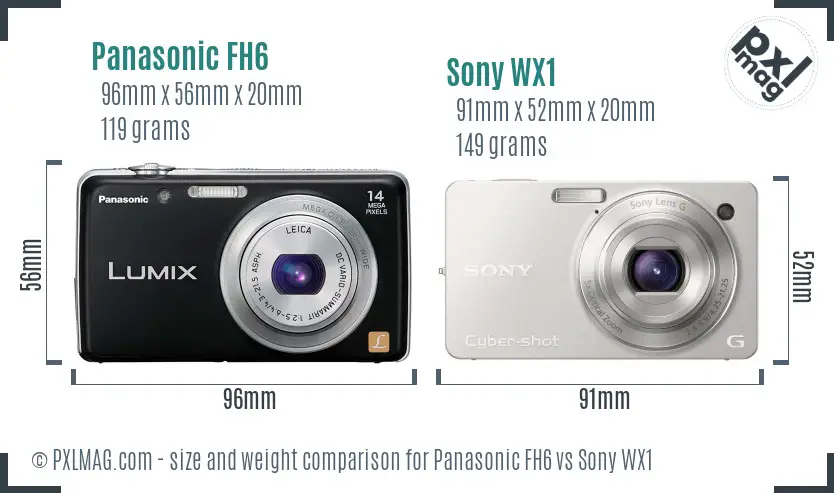 Panasonic FH6 vs Sony WX1 size comparison