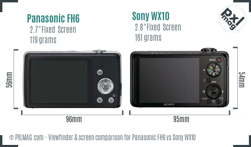 Panasonic FH6 vs Sony WX10 Screen and Viewfinder comparison