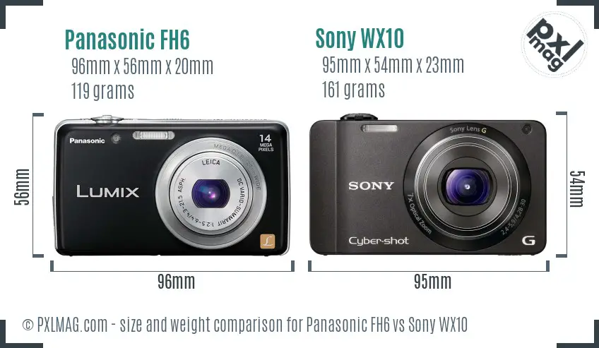 Panasonic FH6 vs Sony WX10 size comparison