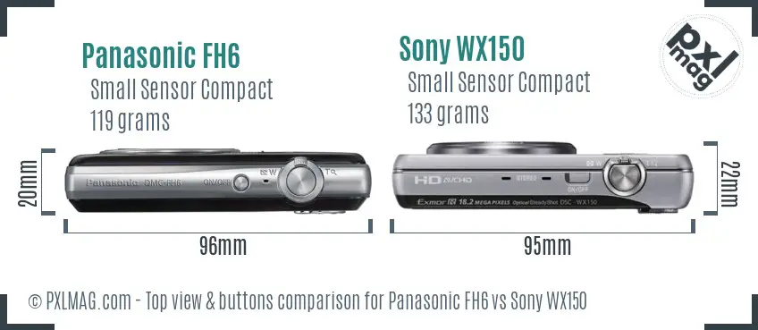Panasonic FH6 vs Sony WX150 top view buttons comparison