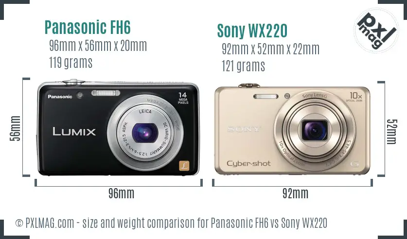 Panasonic FH6 vs Sony WX220 size comparison