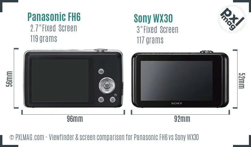 Panasonic FH6 vs Sony WX30 Screen and Viewfinder comparison