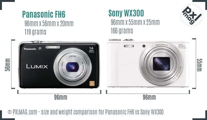Panasonic FH6 vs Sony WX300 size comparison